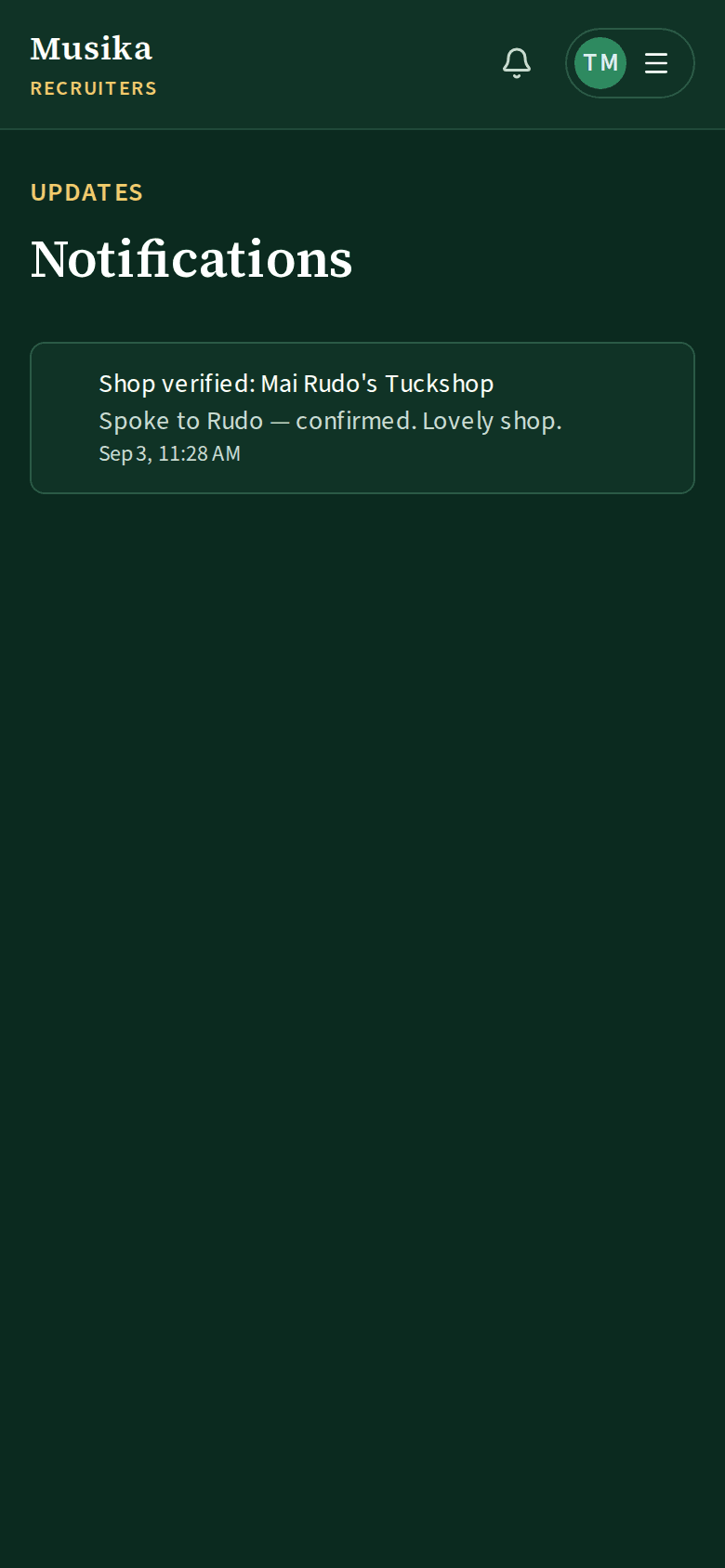 Notifications from ops: shops verified and rewards credited